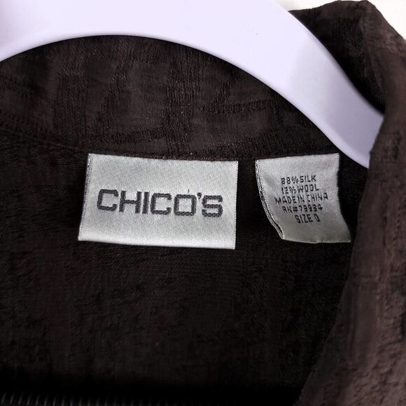 Chico's Silk Wool Textured Shacket Jacket Size SM - Picture 3 of 6